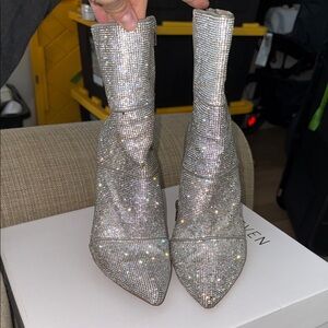 Silver Steve Madden Rhinestone Boots